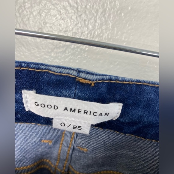 Good American Denim Jeans Good Leg Crop Distressed Skinny Jeans Blue Size 25 NWT - Picture 6 of 16
